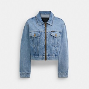 Coach Denim Crop Jacket In Organic Cotton Blu | COH865942