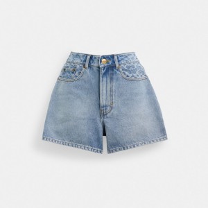 Coach Denim Shorts In Organic Cotton Blu | COH866038