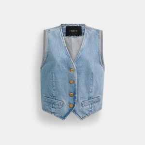 Coach Denim Vest In Organic Cotton Blu | COH865987