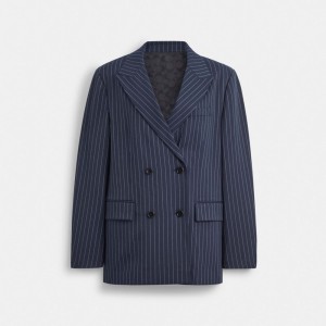 Coach Double Breasted Blazer Blu Marino Bianche | COH865918