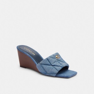 Coach Emma Wedge With Quilting Indaco Blu | COH865752
