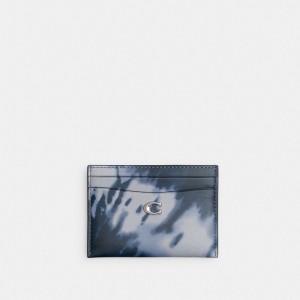 Coach Essential Card Case With Tie Dye Print Argento Blu Marino | COH865575