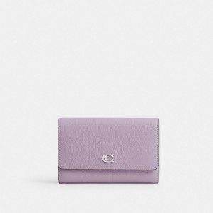 Coach Essential Medium Flap Wallet In Colorblock Argento Viola Colorate | COH865506