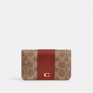 Coach Essential Slim Card Case In Signature Canvas Marroni Rosse | COH865581