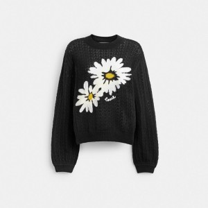 Coach Floral Crewneck Sweater Nere | COH865999