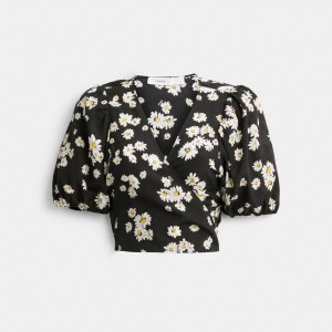 Coach Floral Wrap Blouse Nere | COH866000