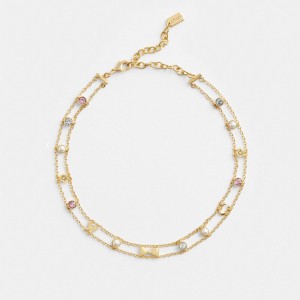 Coach Garden Charms Choker Necklace Oro Colorate | COH866186