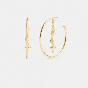 Coach Garden Charms Hoop Earrings Oro | COH866141
