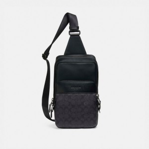 Coach Gotham Pack In Signature Canvas Nere Rame Grigie Nere | COH866494