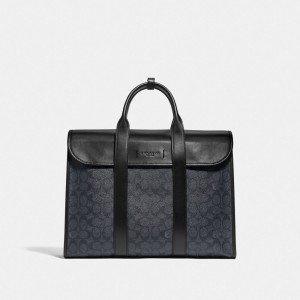 Coach Gotham Portfolio Bag In Signature Canvas Nere Rame Grigie Nere | COH866533