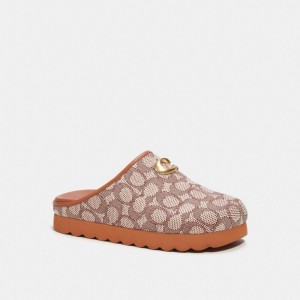 Coach Hadley Slipper In Signature Textile Jacquard Marroni | COH865784