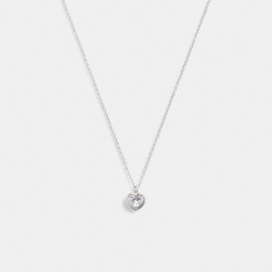 Coach Halo Heart Pendant Necklace Argento | COH866194