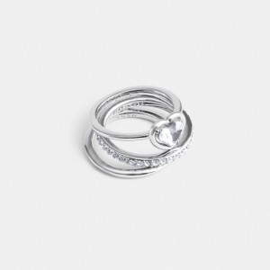 Coach Halo Heart Ring Set Argento | COH866159