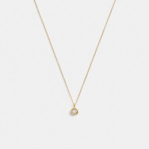 Coach Halo Round Pendant Necklace Oro | COH866132