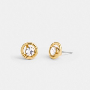 Coach Halo Round Stud Earrings Oro | COH866121