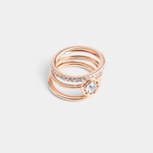 Coach Halo Tea Rose Ring Set Rosa Oro | COH866145