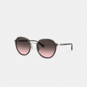 Coach Hangtag Geometric Round Sunglasses Grigie | COH866335