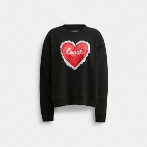 Coach Heart Crewneck Sweater Nere | COH865979