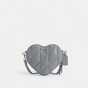 Coach Heart Crossbody Bag With Quilting Argento Grigie Blu | COH864777