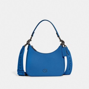 Coach Hobo Crossbody Bag With Signature Canvas Blu | COH866563