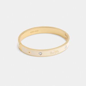 Coach Horse And Carriage Enamel Hinged Bangle Oro | COH866205