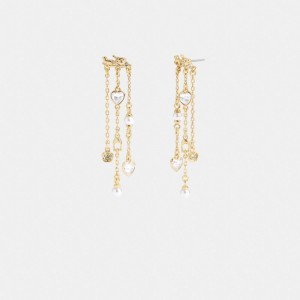 Coach Horse And Carriage Front Back Charm Earrings Oro | COH866218