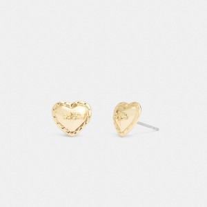 Coach Horse And Carriage Heart Stud Earrings Oro | COH866220