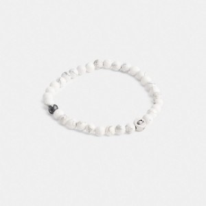 Coach Howlite Beaded Bracelet Argento Bianche | COH867011