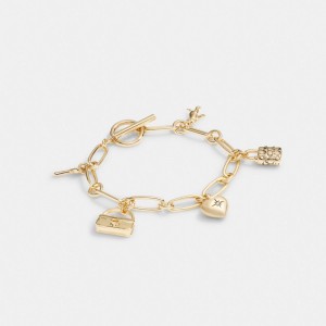 Coach Iconic Charm Chain Bracelet Oro | COH866177
