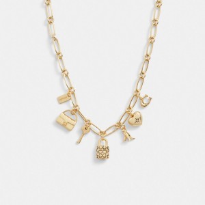 Coach Iconic Charm Chain Necklace Oro | COH866157