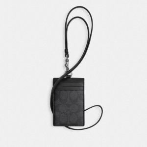 Coach Id Lanyard In Signature Canvas Grigie | COH866753