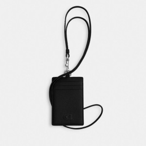 Coach Id Lanyard With Signature Canvas Nere | COH866739