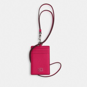 Coach Id Lanyard With Signature Canvas Rosa | COH866752