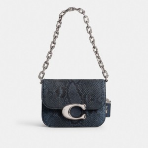 Coach Idol Bag In Python Argento Blu Scuro | COH864801