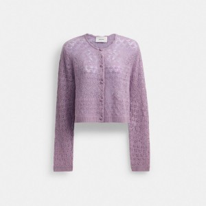 Coach Lace Knit Cardigan Viola | COH865951