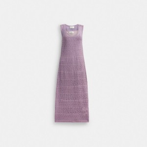 Coach Lace Knit Dress Viola | COH866063