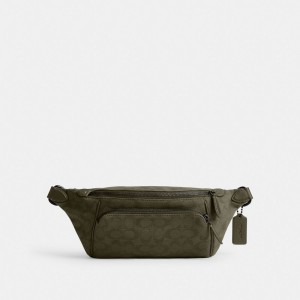 Coach League Belt Bag In Signature Canvas Jacquard Verdi | COH866687