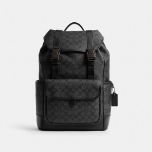 Coach League Flap Backpack In Signature Canvas Grigie | COH866516
