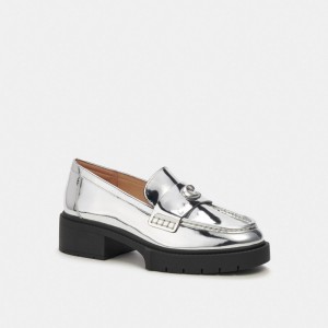 Coach Leah Loafer In Silver Metallic Argento | COH865797