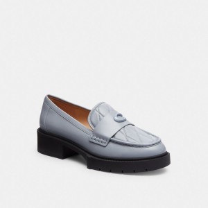 Coach Leah Loafer With Quilting Grigie Blu | COH865799