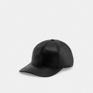 Coach Leather Baseball Hat Nere | COH866415