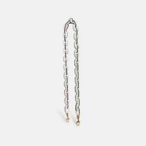 Coach Leather Covered Chain Strap Bianche | COH866434