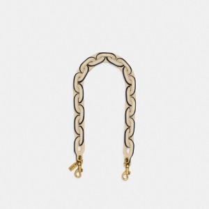 Coach Leather Covered Short Chain Strap Bianche | COH866436