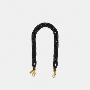 Coach Leather Covered Short Chain Strap Nere | COH866451