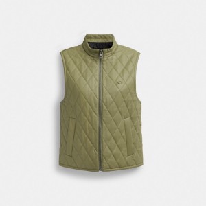 Coach Leather Quilted Vest Verdi | COH865934
