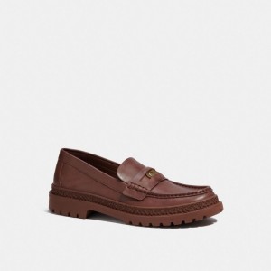 Coach Loafer With Signature Coin Marroni | COH866828