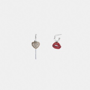 Coach Lollipop And Lips Mismatch Earrings Argento Colorate | COH866113