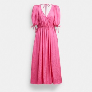 Coach Long Dress With Ties Rosa | COH866071
