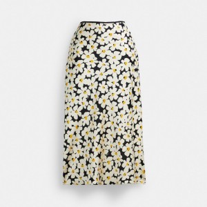 Coach Long Floral Midi Skirt Nere | COH866041