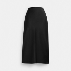 Coach Long Satin Midi Skirt Nere | COH866040
